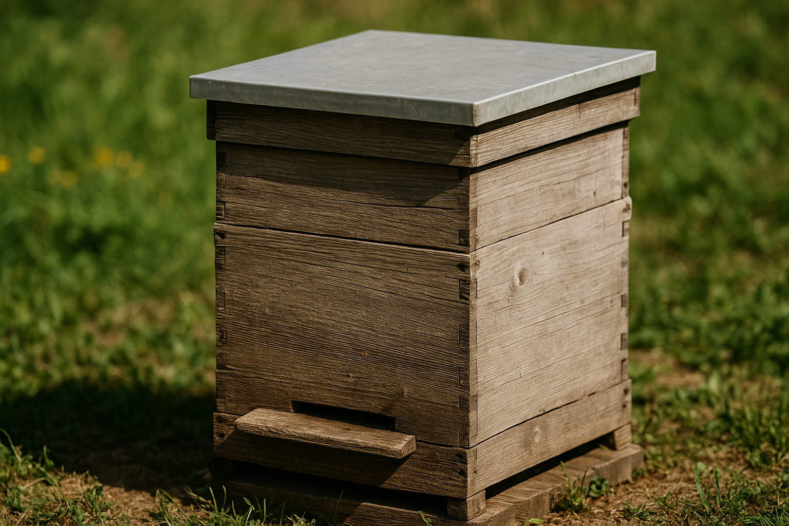Traditional wooden beehive box used for modern beekeeping